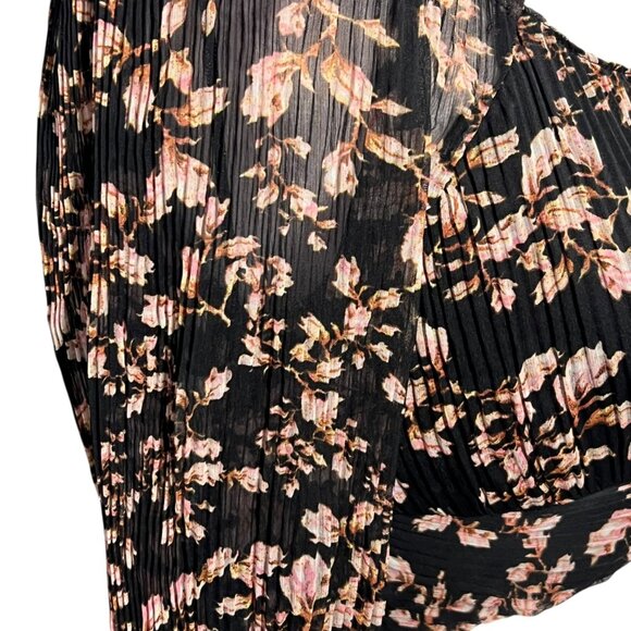 Accordian Bow Long Sleeve Going Out Top Fairy Grunge Whimsigoth Y2K Floral Small - Picture 4 of 13